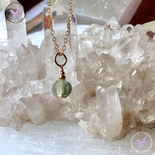 Gold Prehnite Facet Gemstone Pendant